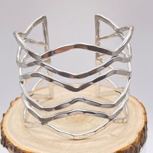 Lucky Brand Silver Tone Cuff Bracelet 7"